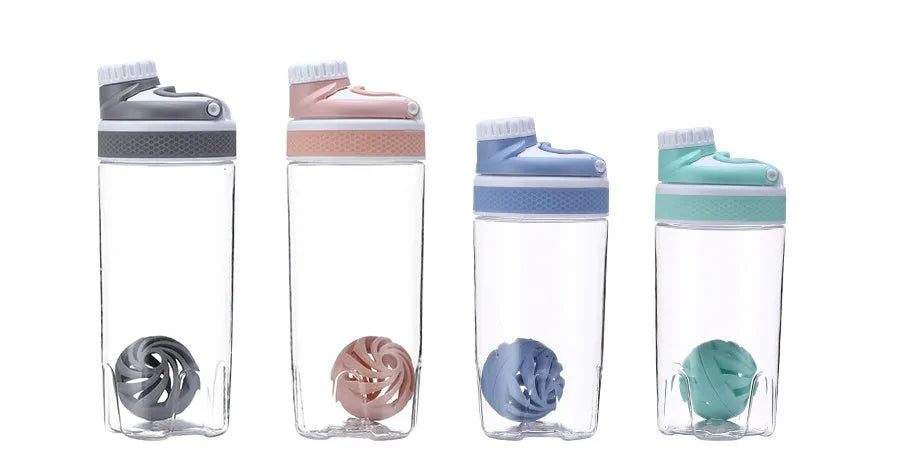 Protein nutrition shaker 550ml sealed shaking cup in blue green grey and pink colours