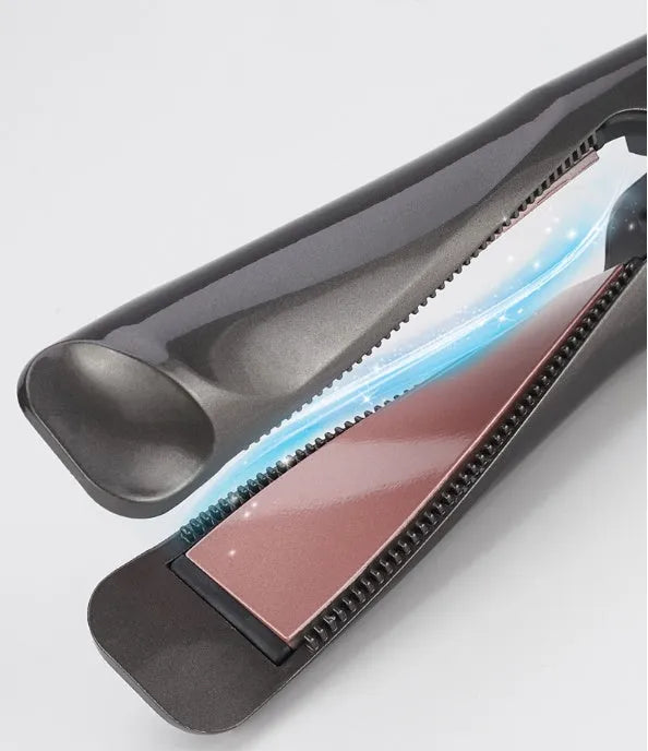 2-in-1 professional hair straightener and hair crimper with LCD screen and adjustable temperature dial in black finish