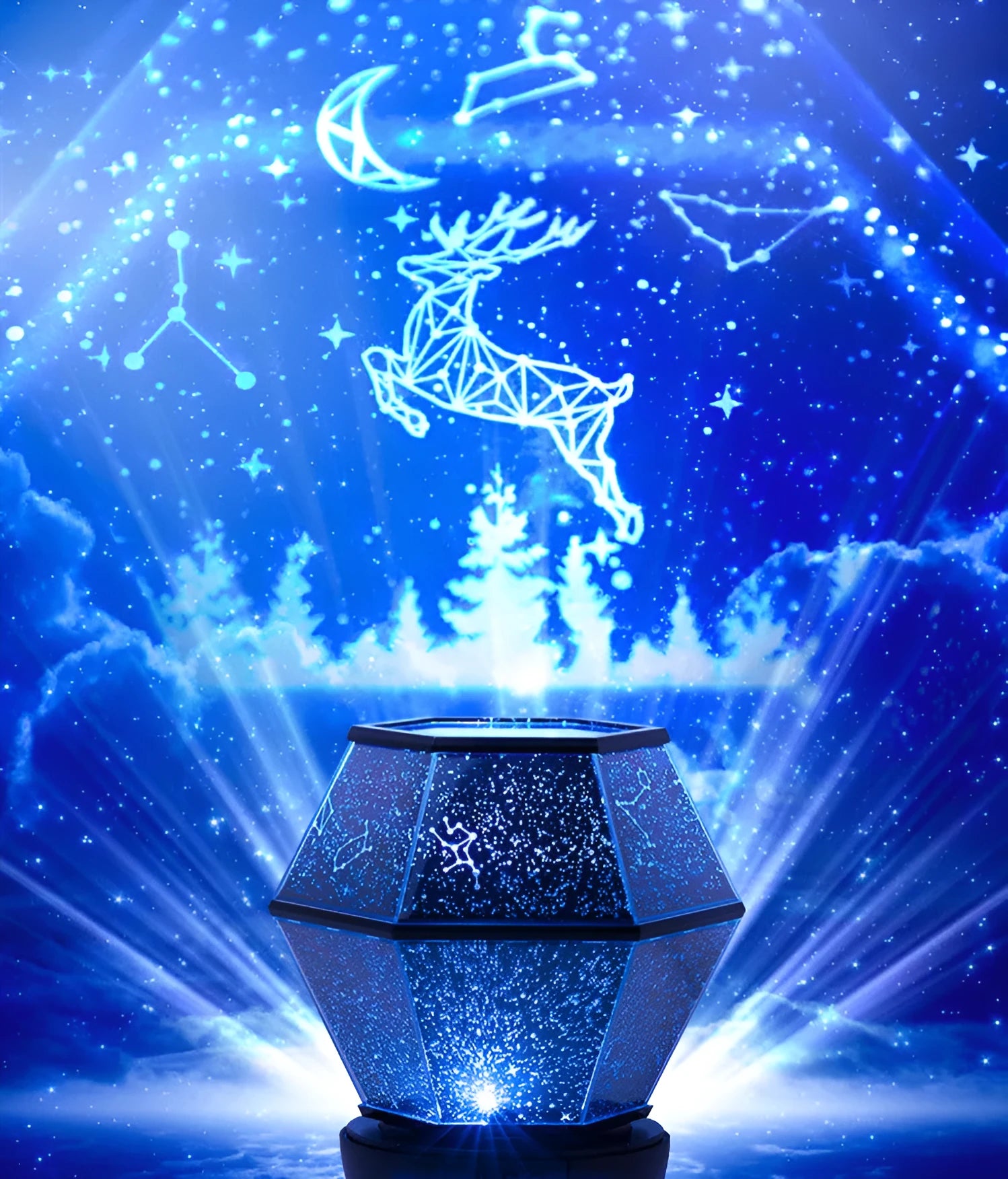 Children's rotating stars night light with LED illumination in 3 colour options