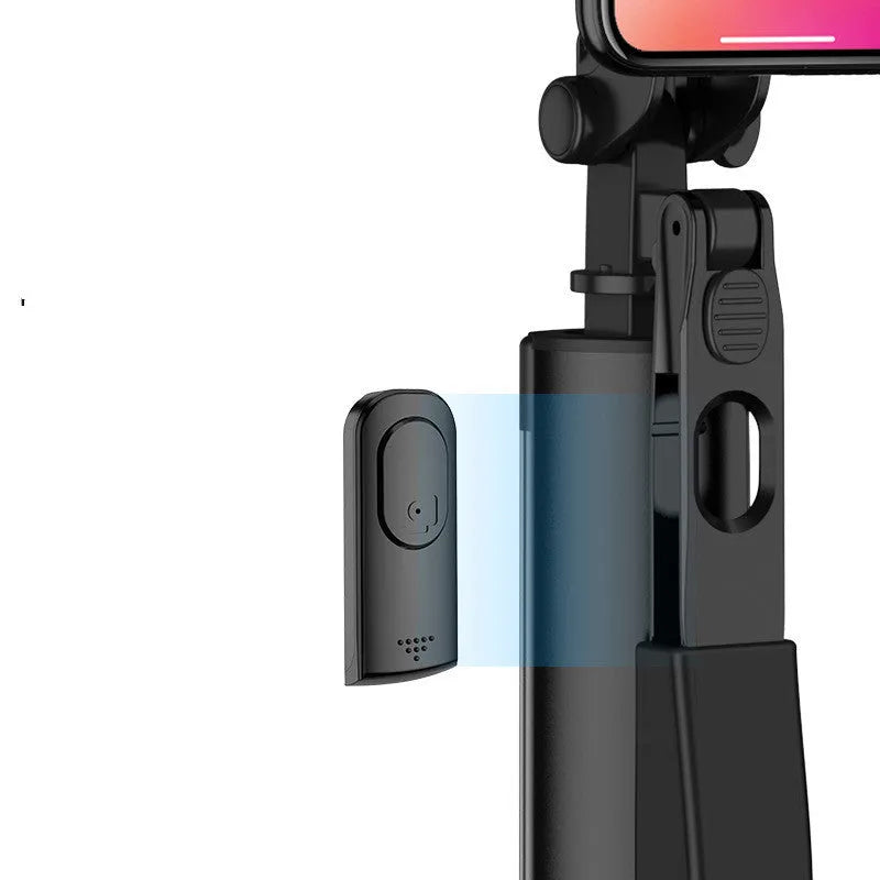 Black aluminium Bluetooth selfie stick tripod with remote control extended to different lengths