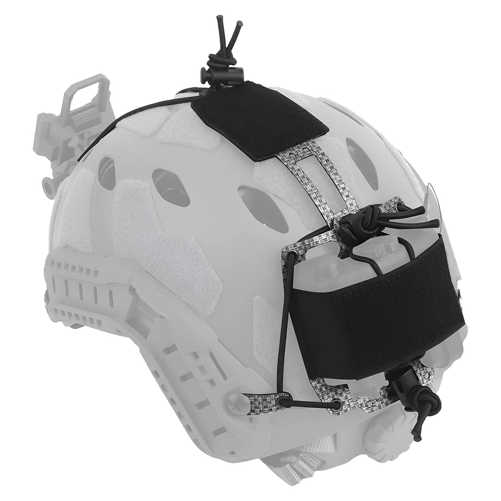 Battery box helmet bag in army green nylon attached to tactical helmet for outdoor storage