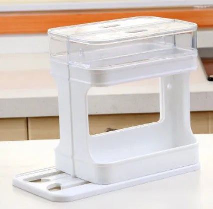 Grey PP plastic storage box measuring 27x15x23cm for kitchen or bathroom use