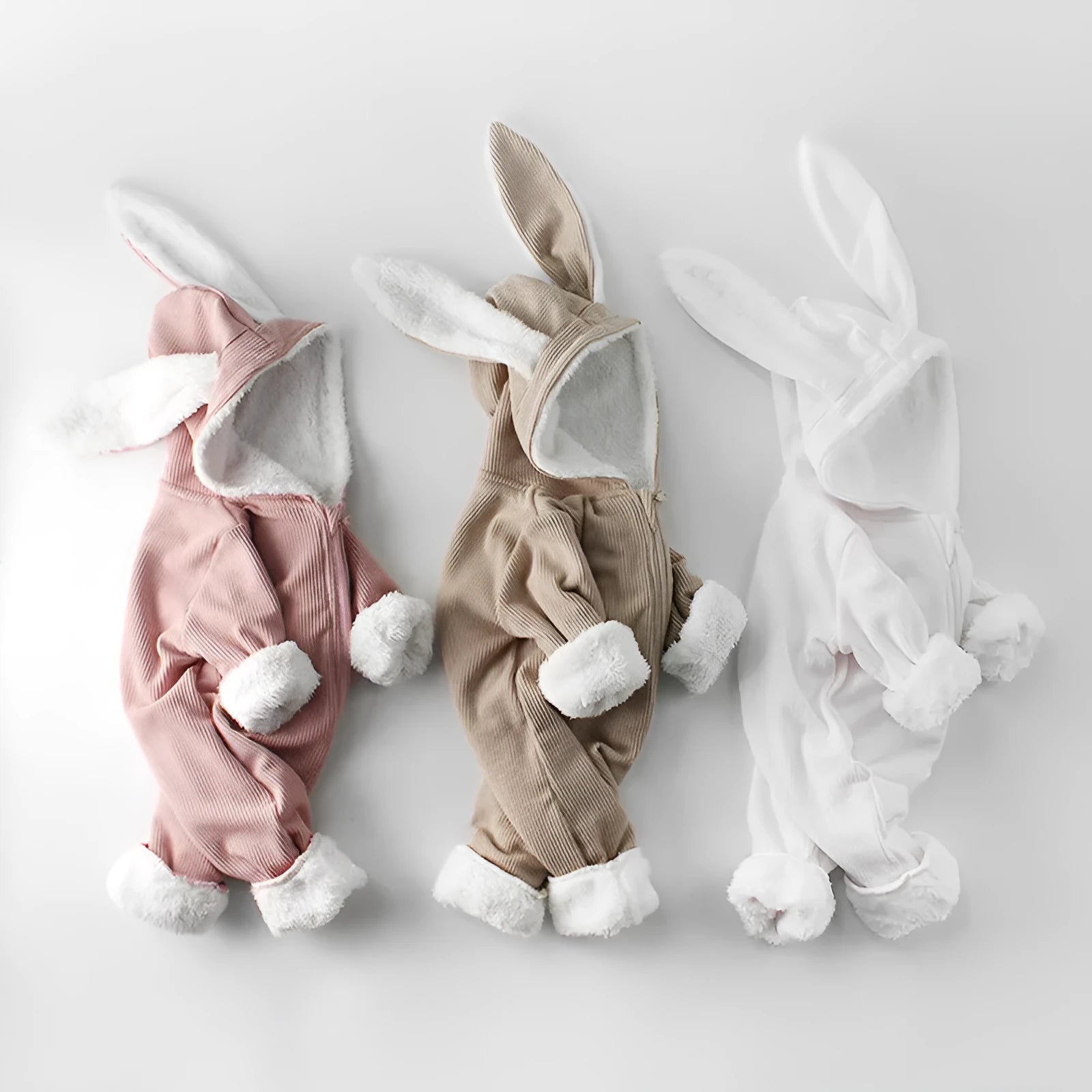 Plush baby jumpsuit with long sleeves, thickened fabric, single breasted closure, in apricot colour, size 80cm
