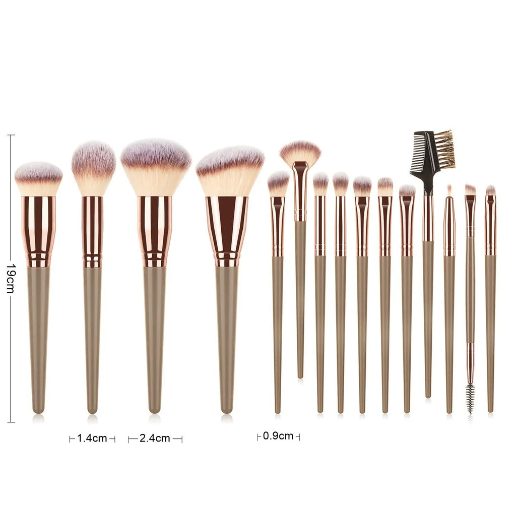15-piece man-made fibre makeup brush set including eye shadow brush in black colour option