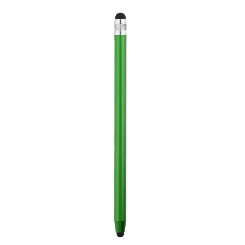 Double head stylus pen with metal body and two silicone tips, 14cm long, in silver finish