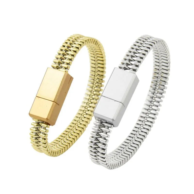 Green bracelet data cable 20cm with alloy port for iPhone, worn on wrist