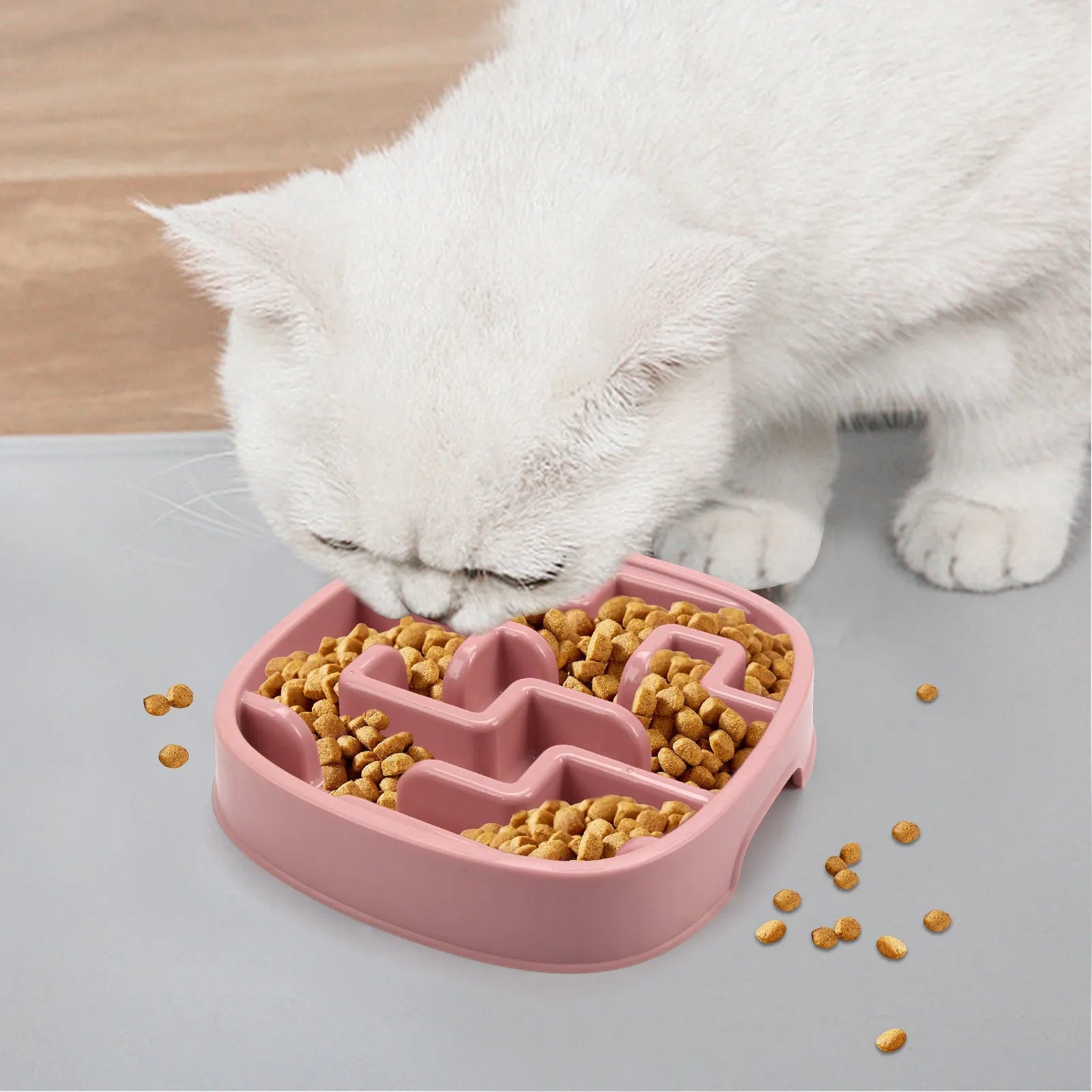 Maze design slow feeding pet bowl in macaron colour with anti-slip base
