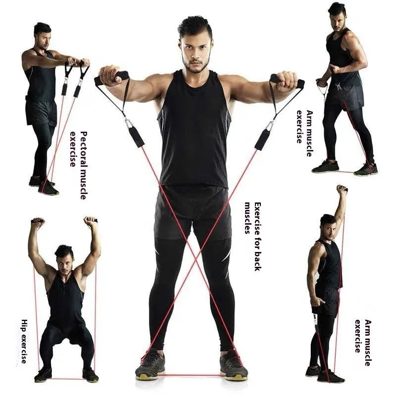 Door sports multi-functional 11-piece set with pulling rope and ABS plastic components.