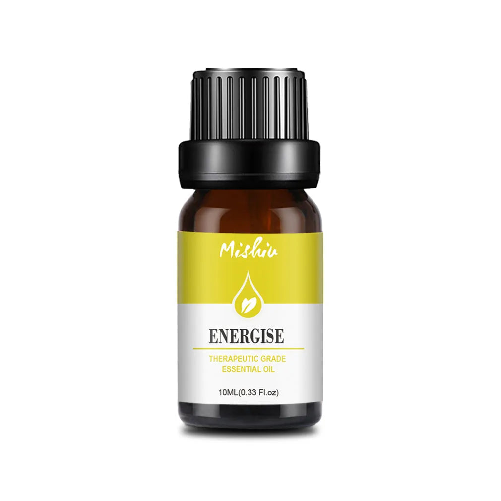 10ml amber glass bottle of 100% pure aromatherapy essential oil with dropper cap
