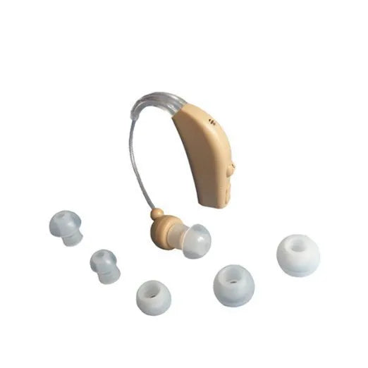 Rechargeable behind-the-ear digital hearing aid amplifier with Mini ear component