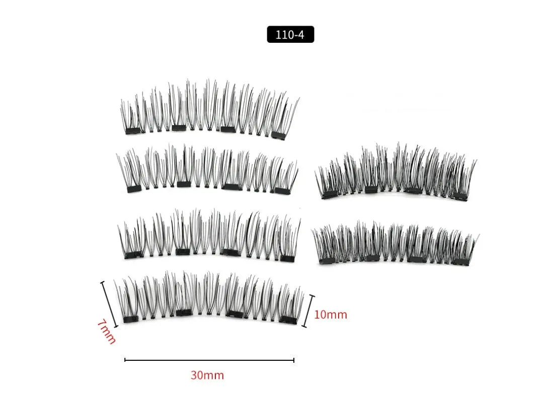 Four magnet false eyelashes in imported fibre, hand made, with optional rose gold or silver eyelash curler