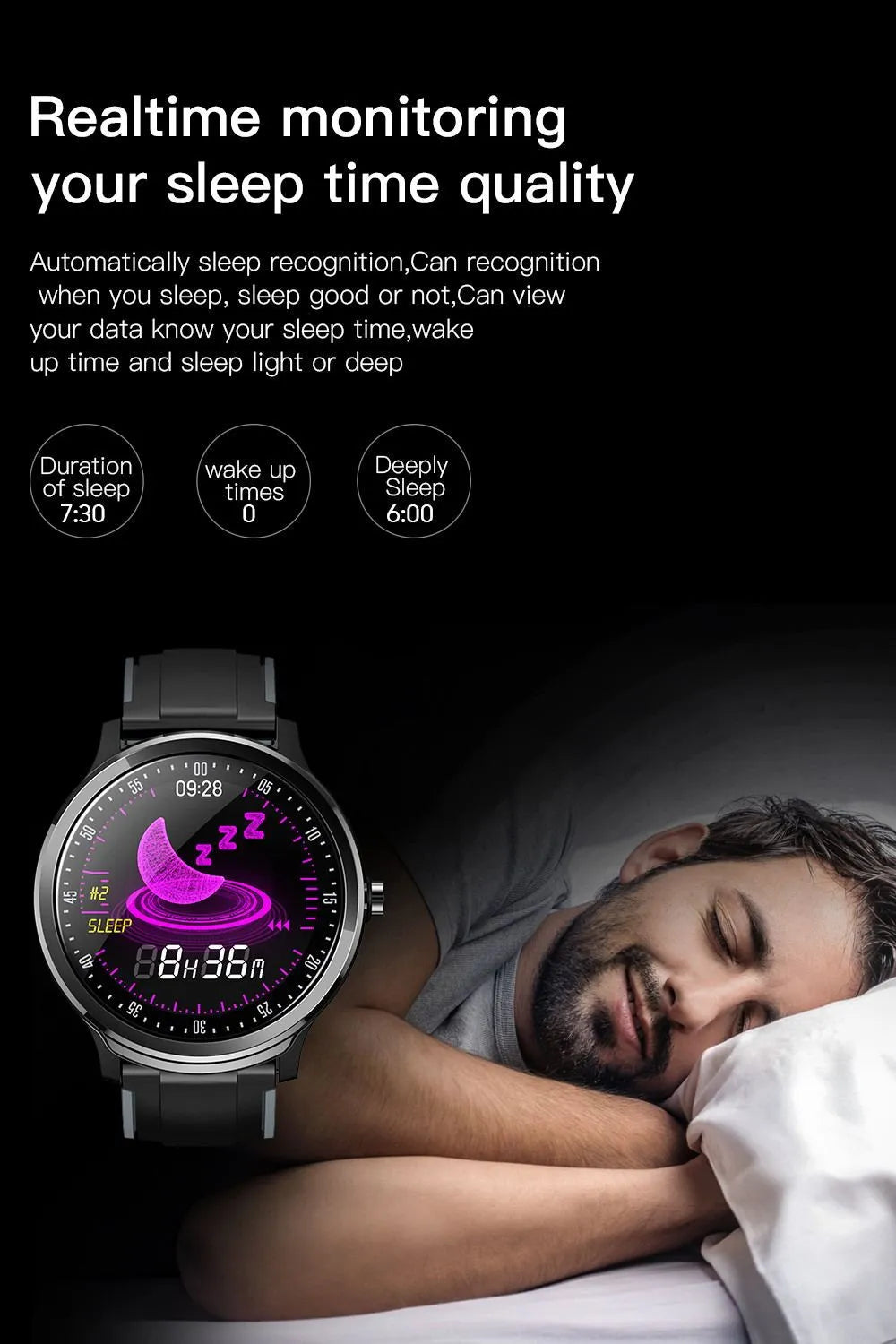 SN80 smart watch with metal body and silicone strap displaying heart rate on 1.3-inch touchscreen