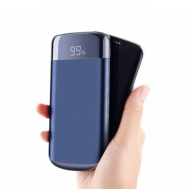 Alloy shell power bank with display and multi USB ports in black