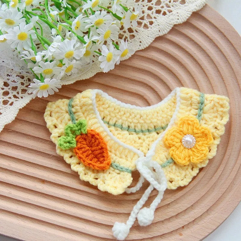 Handmade embroidered cotton dog collar scarf decorative accessory for small dog photography