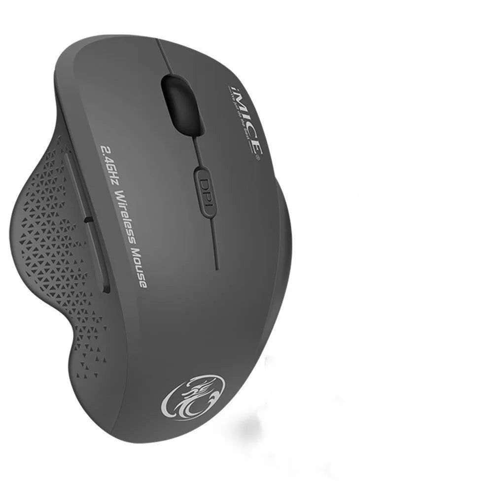 2.4G wireless 6-button gaming mouse in black iron grey with USB receiver, 113x80x48mm