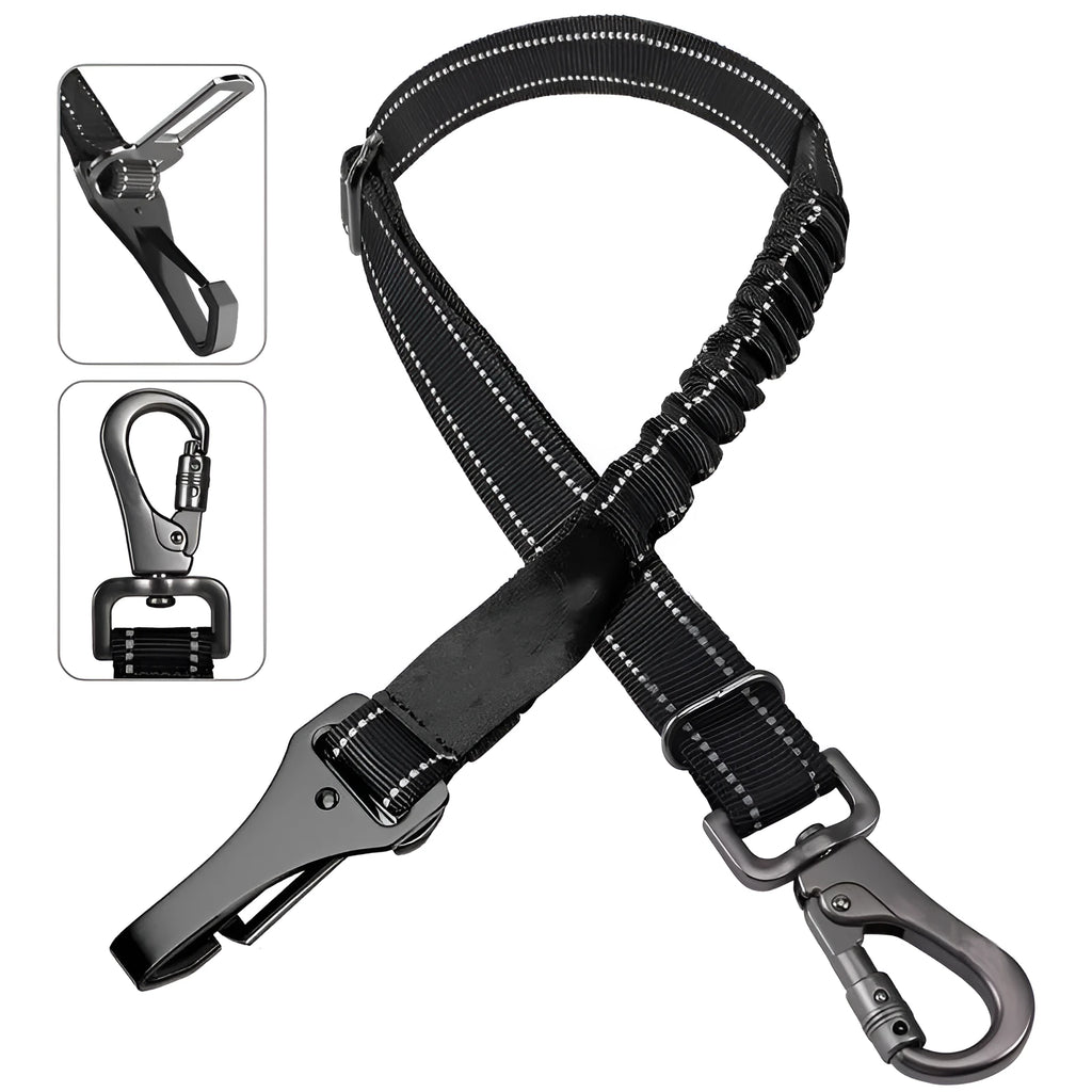 Pet multifunctional car reflective elastic seat belt made of nylon with adjustable length 54-90cm and 2.5cm width