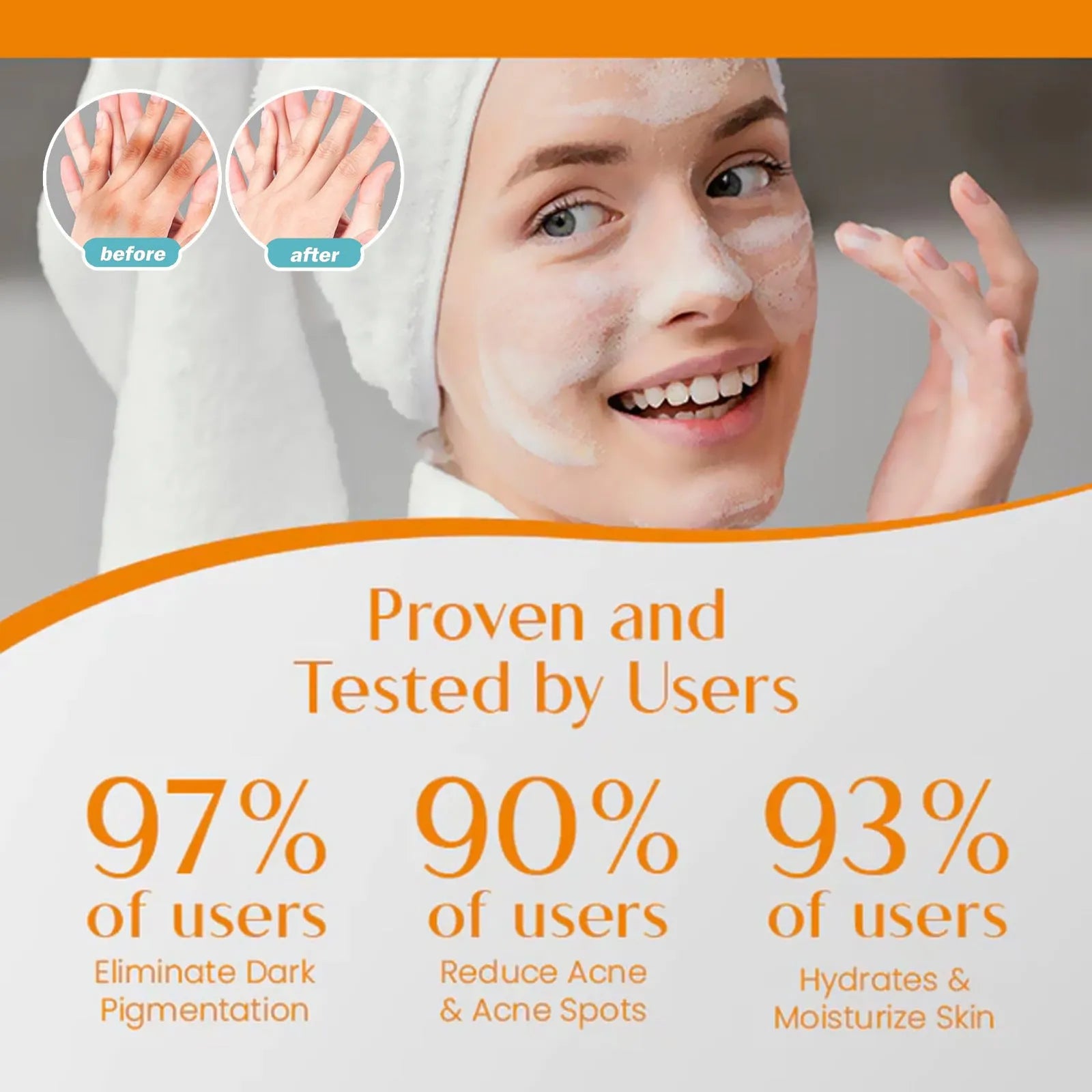 A single 100g bar of whitening vitamin body care soap with ingredients including kojic acid and vitamin C.