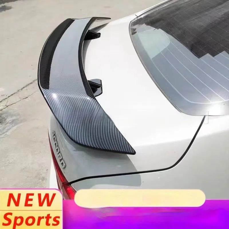 Universal punch-free ABS plastic car spoiler in bright black finish