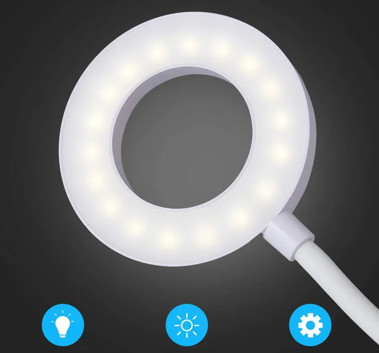 Beige LED folding eye protection table lamp with 24 lamp beads, 2200mAh battery, three colour temperature settings, aluminium and ABS construction