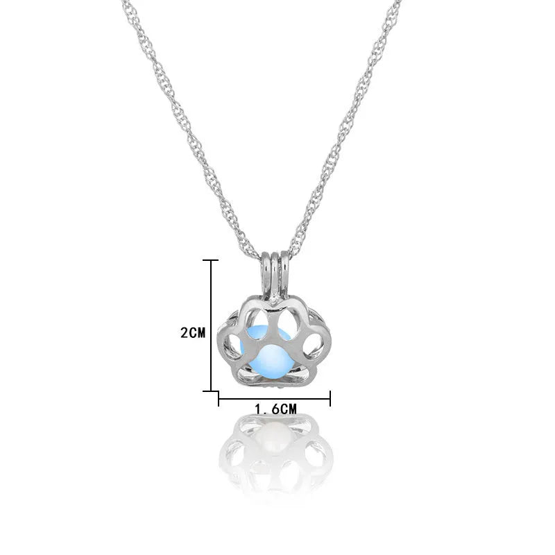 Animal night light necklace with small drop light on 45 cm chain, colour options blue, light blue, yellow blue