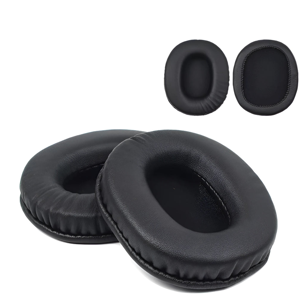 Black soft PU leather replacement ear pads for Sony MDR-1R headphones, set of two pieces.
