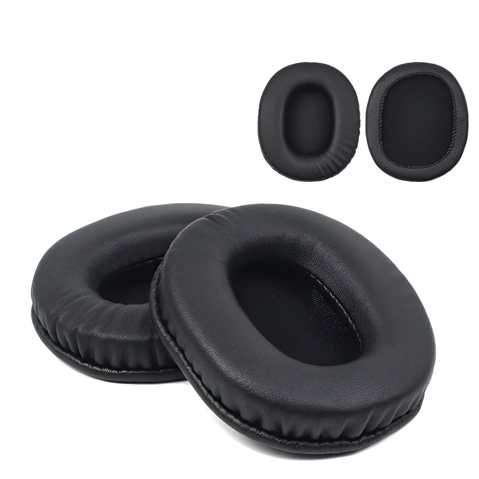 Black soft PU leather replacement ear pads for Sony MDR-1R headphones, set of two pieces.