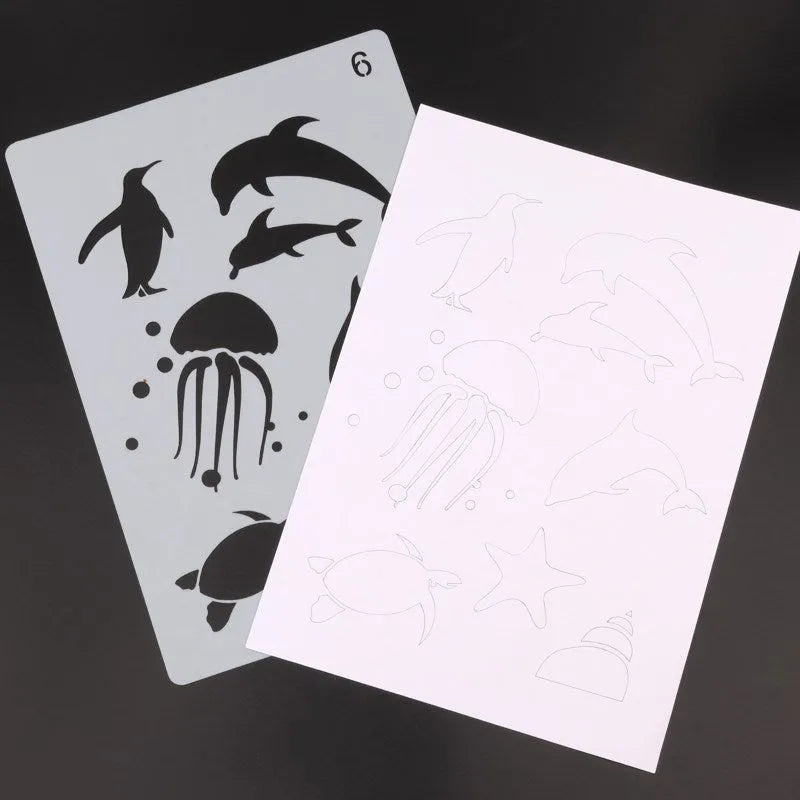 White reusable stencil drawing template for easy fast patterns on paper fabric and walls