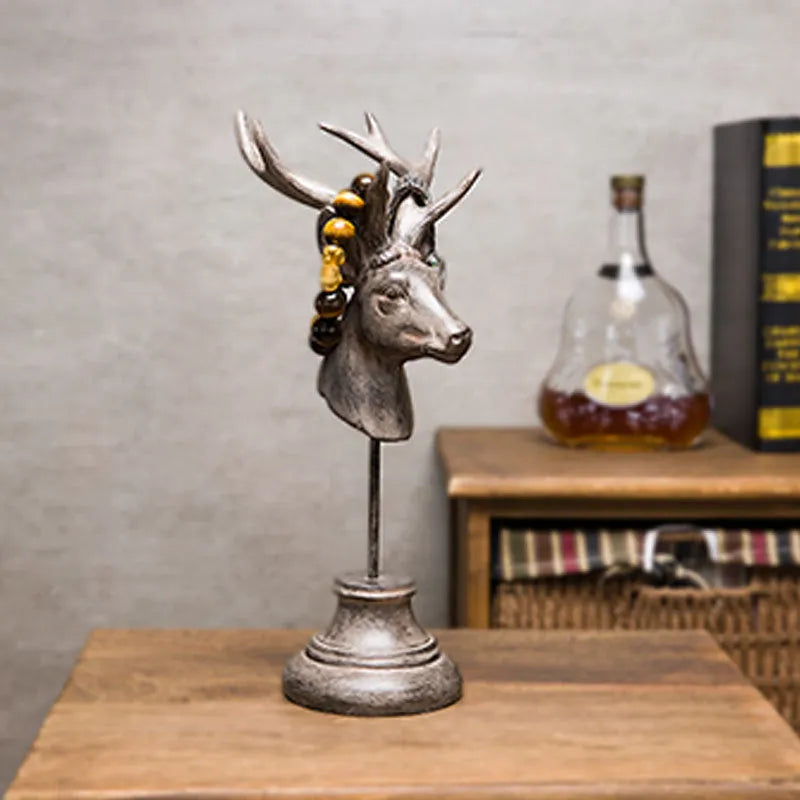 32cm tall natural resin animal sculpture home decoration in black, white, or wood colour options