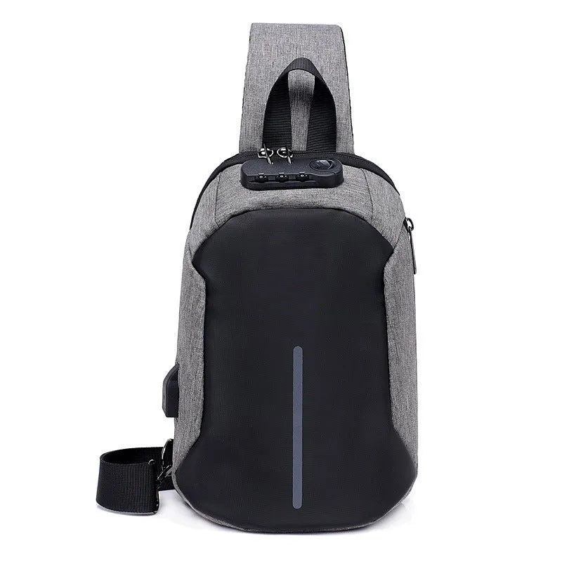 Oxford cloth shoulder bag with zipper closure, polyester lining, less than 20L capacity, black colour