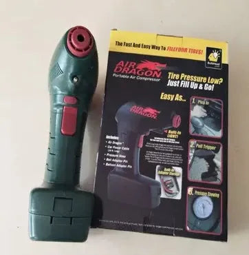 Portable electric car tyre pump with motor and air pump components