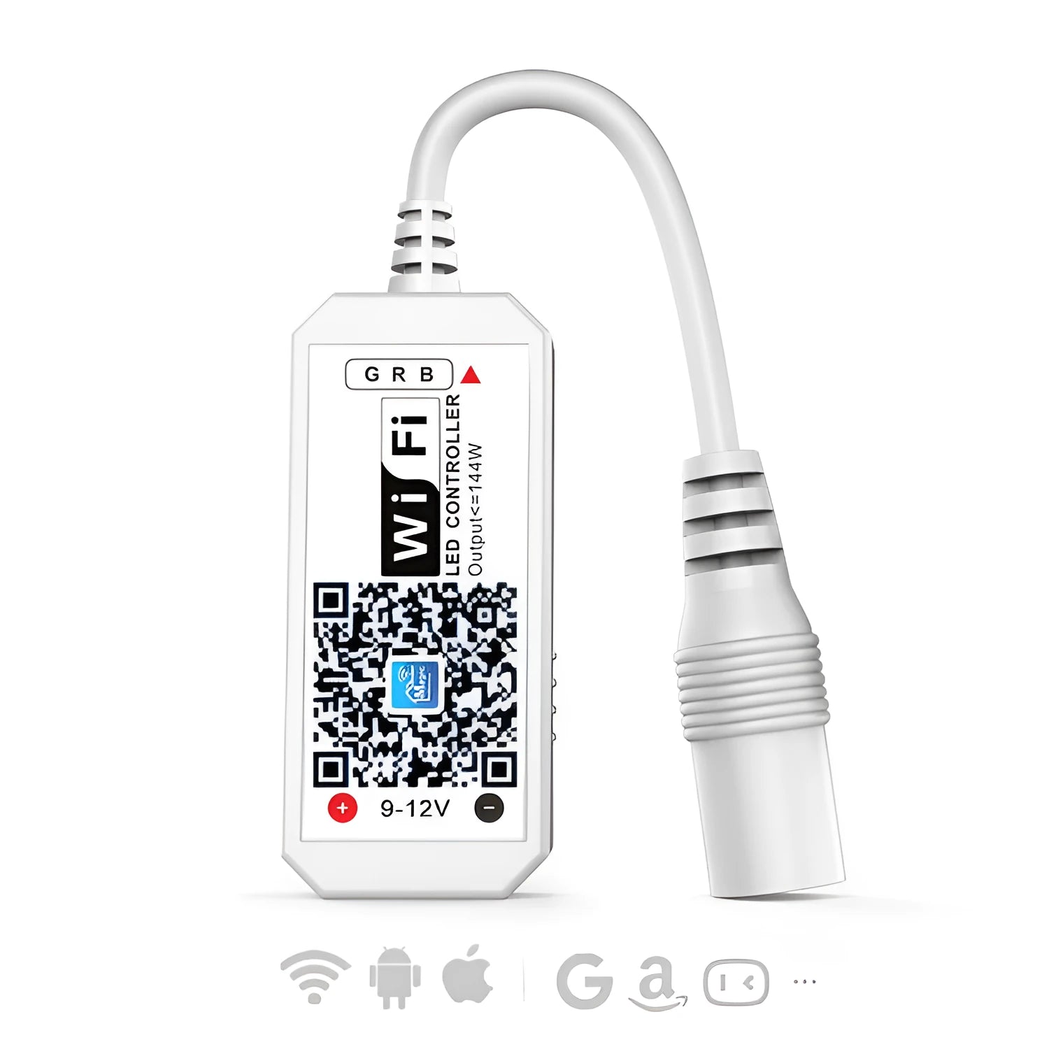 Mini Wi-Fi RGB LED controller in white casing, 53x24x11mm, for constant current LED products