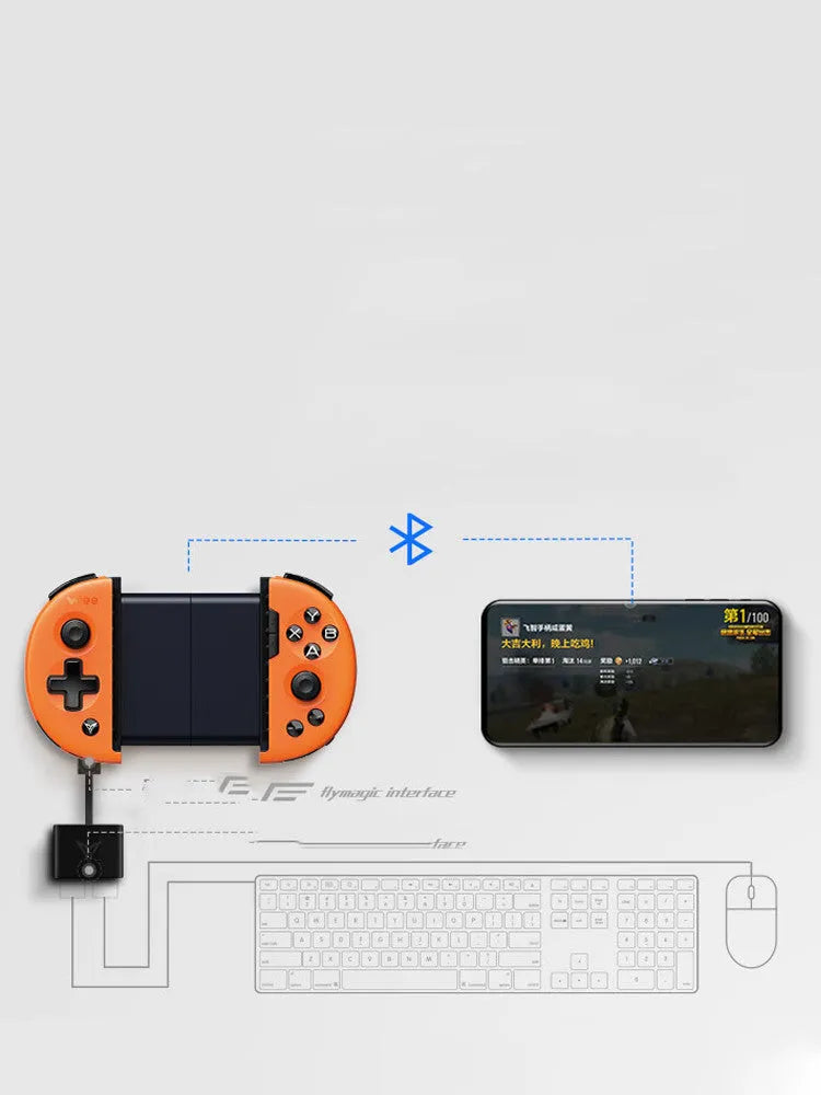 Feizhi Wee2T mobile gaming handle in midnight blue with USB cable and stretchable design