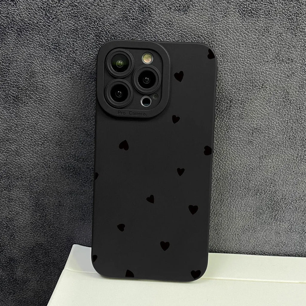 Black with love TPU phone case back cover for iPhone 11 12 13 14 15 16 series
