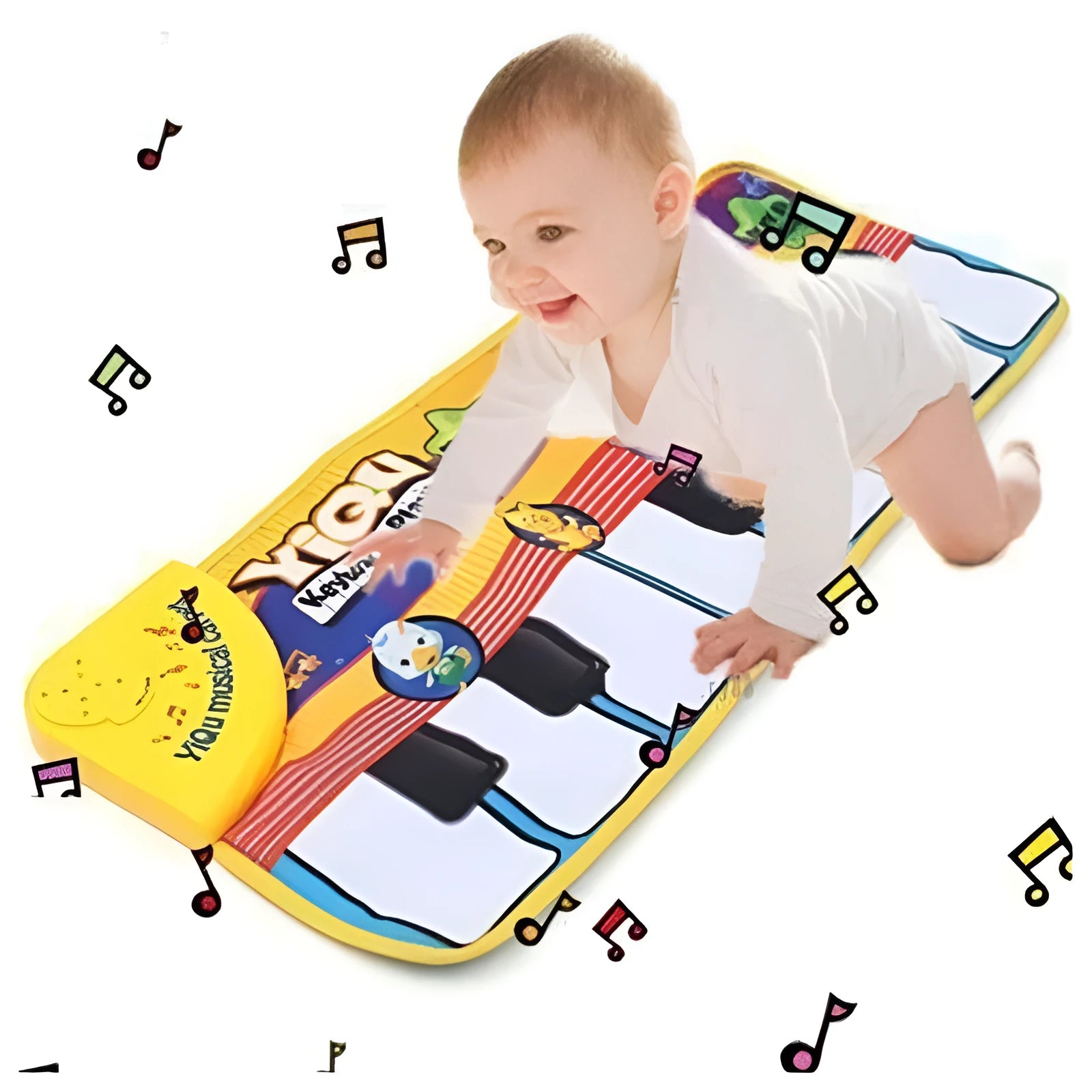 Baby musical piano play mat with colourful shapes and piano placket for kicking