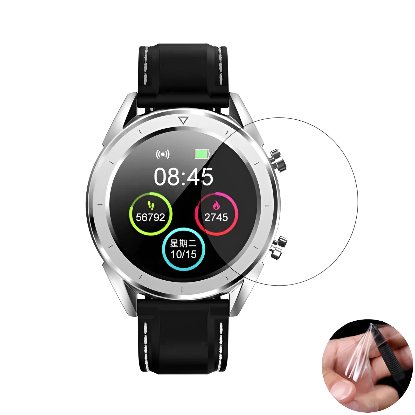 Transparent PET screen protector film for Ticwatch2 smartwatch with three pieces and matte finish