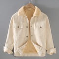 Men's corduroy workwear jacket with retro lapels, thickened cotton-padded, imitation lamb wool, in five colours