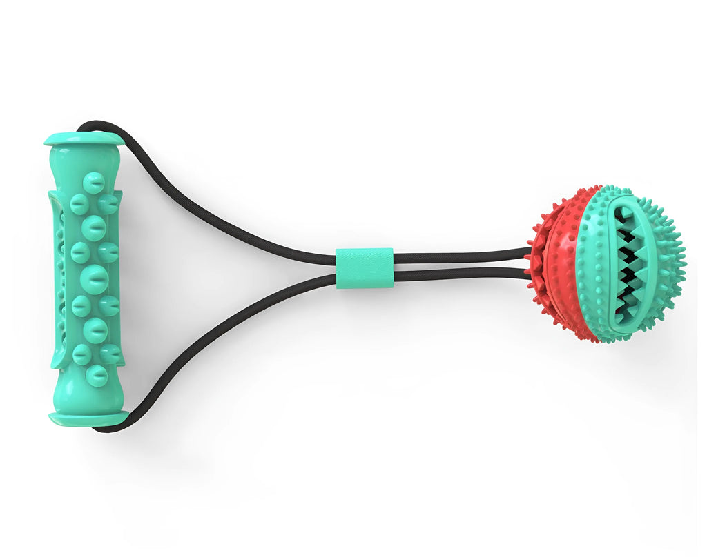 Pet toy pull rope training ball with 8.5cm diameter ball and 12cm molar stick for dogs