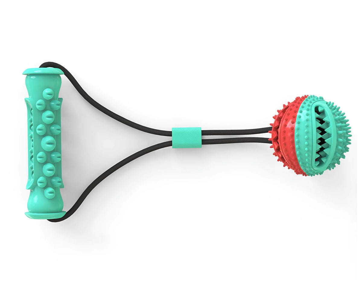 Pet toy pull rope training ball with 8.5cm diameter ball and 12cm molar stick for dogs