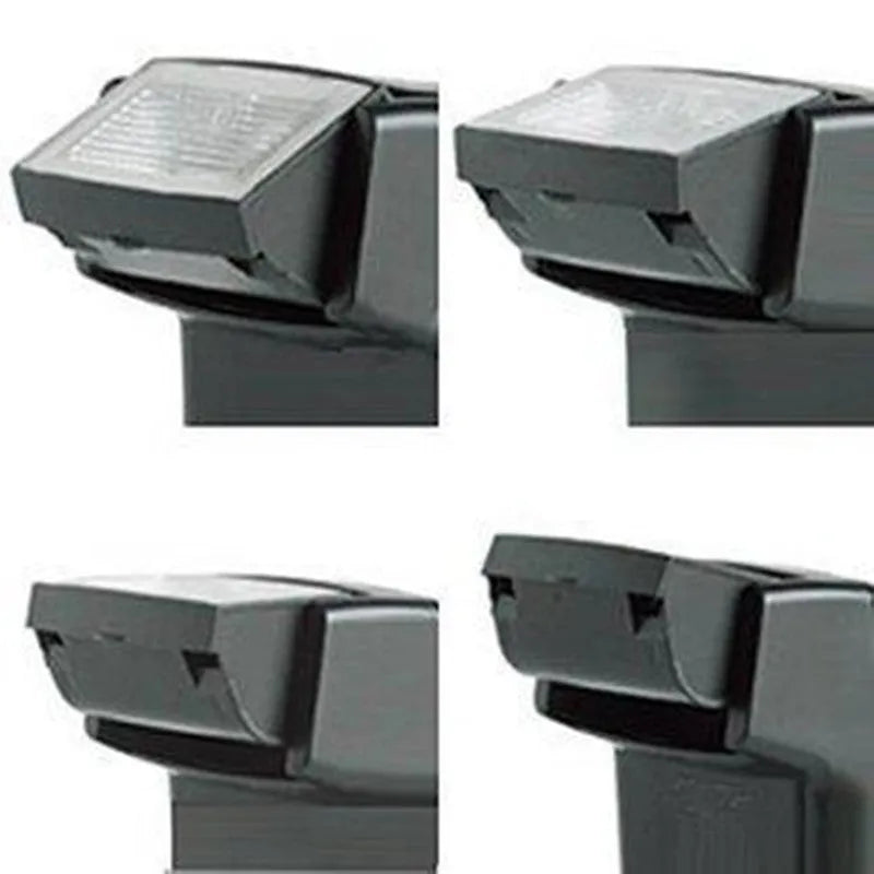 SLR camera flash accessory with tilt head shown at 90-degree angle for bounce flash