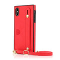 Leather messenger phone case with wristband holster in black red rose gold green purple colours