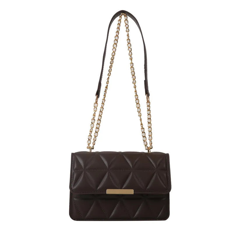 Women's casual retro messenger bag in PU leather, horizontal square shape, stitching details, available in six colours including black and khaki