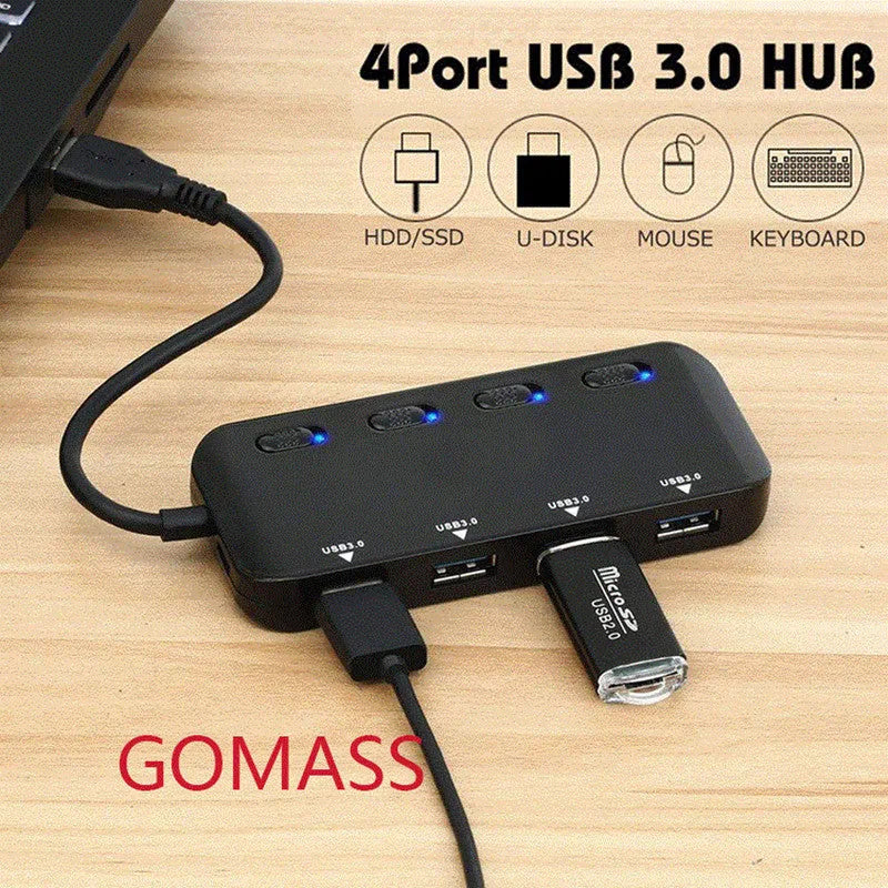 GMS-1103U3 USB 3.0 4-Port Hub with external power supply and TYPC connection