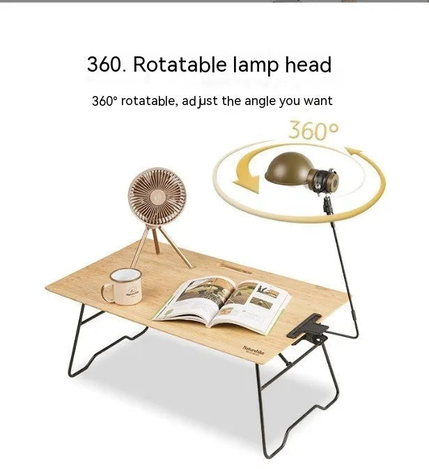Rechargeable metal hanging camping lamp in Wood Grain Color or Olive Green, about 0.6kg, model NH22ZM002