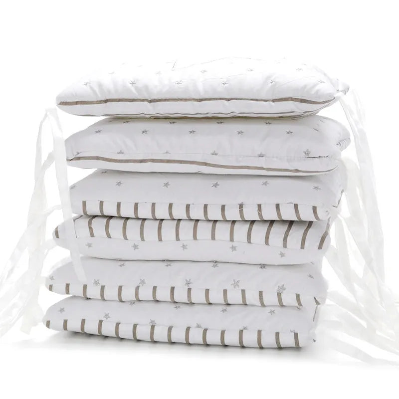 Baby cot bumper set 6 pieces 30x30cm pure cotton cartoon pattern computer embroidery