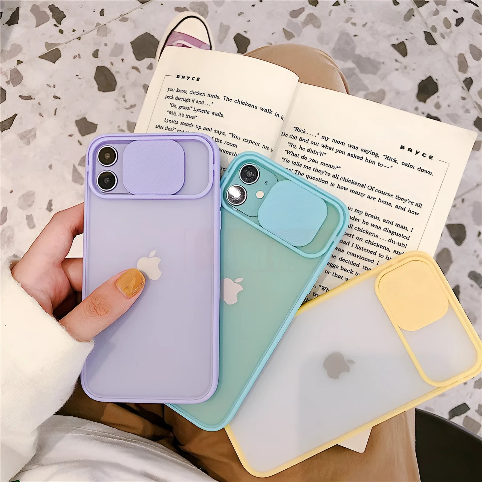 Silicone iPhone case with frosted frame and lens surround in a choice of seven pure colours.
