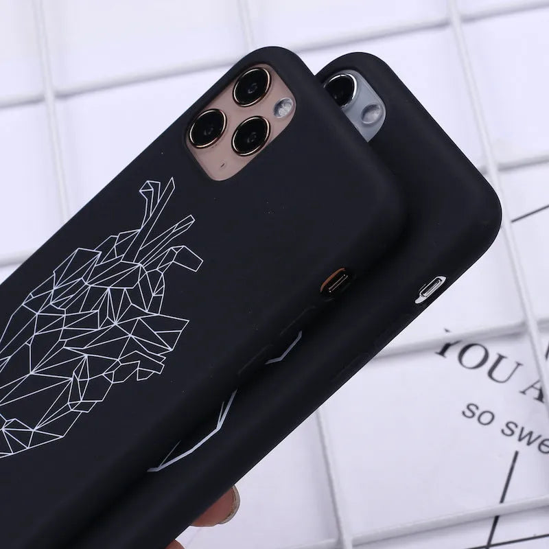 TPU iPhone case with painted animal graffiti design showing solid colour background with detailed artwork