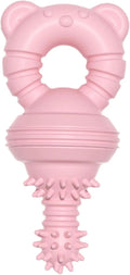 Blue rubber dog chew toy shaped like a molar with textured surface for teeth cleaning.