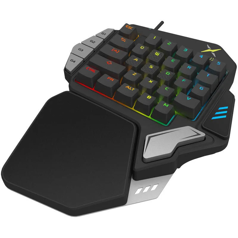 T9X Jedi Gun God one-handed mechanical keyboard in black with wired USB cable