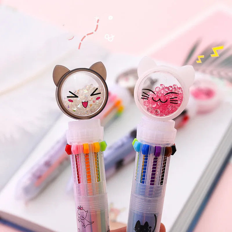 Cute cat design mechanical pencil with 10 colours and 0.5mm lead