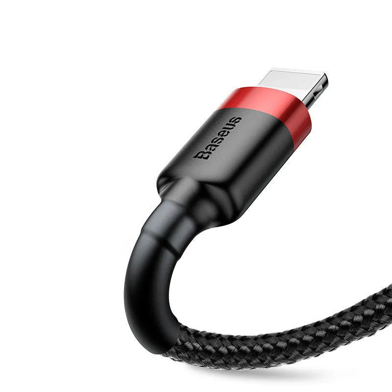 USB-C to Lightning fast charging cable for iPhone with braided nylon in red, black, gold, and grey colours